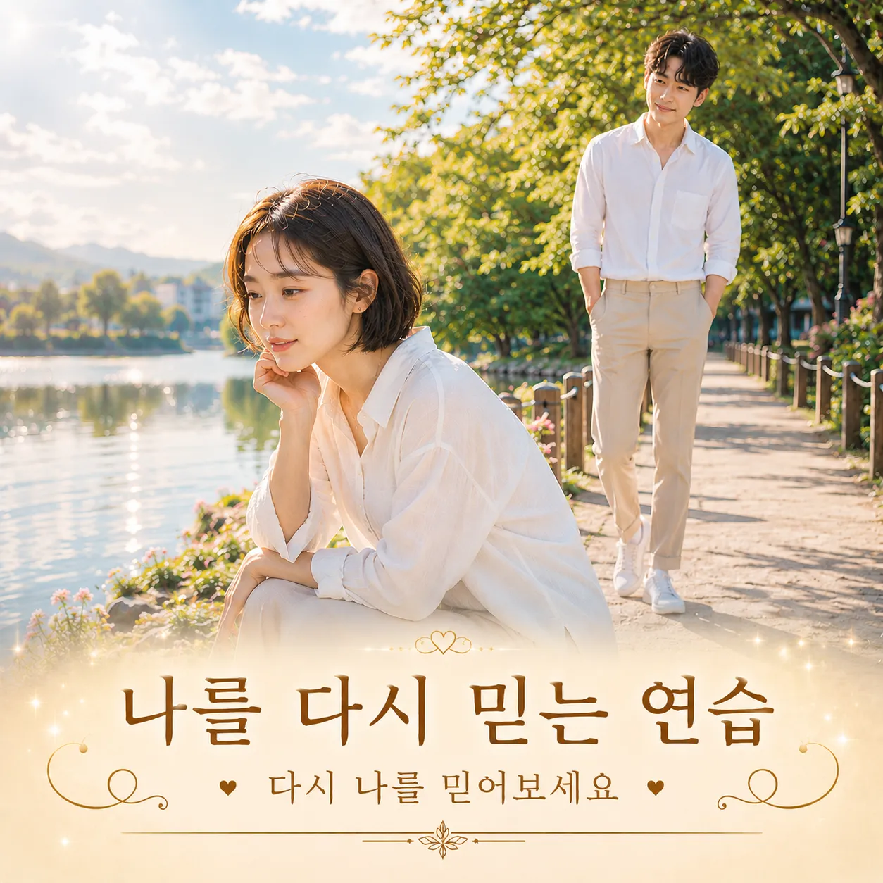자신을 다시 믿으려는 차분하고 따뜻한 분위기의 인물 이미지