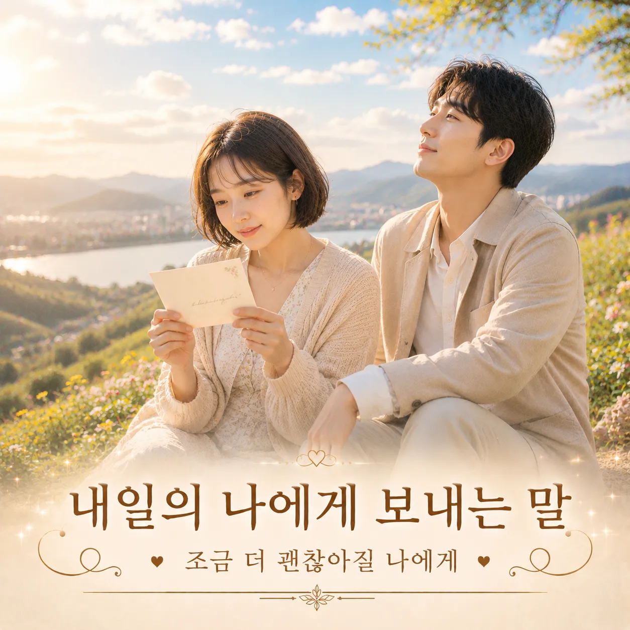 내일의 자신에게 따뜻한 말을 건네는 듯한 인물 이미지