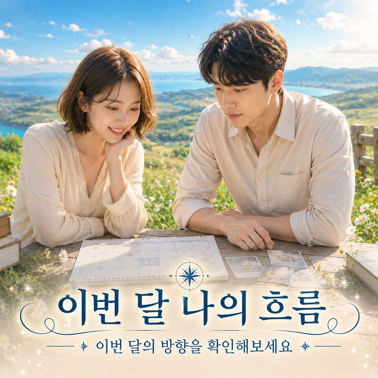 이번 달의 흐름과 변화를 상징하는 감성적인 인물 이미지