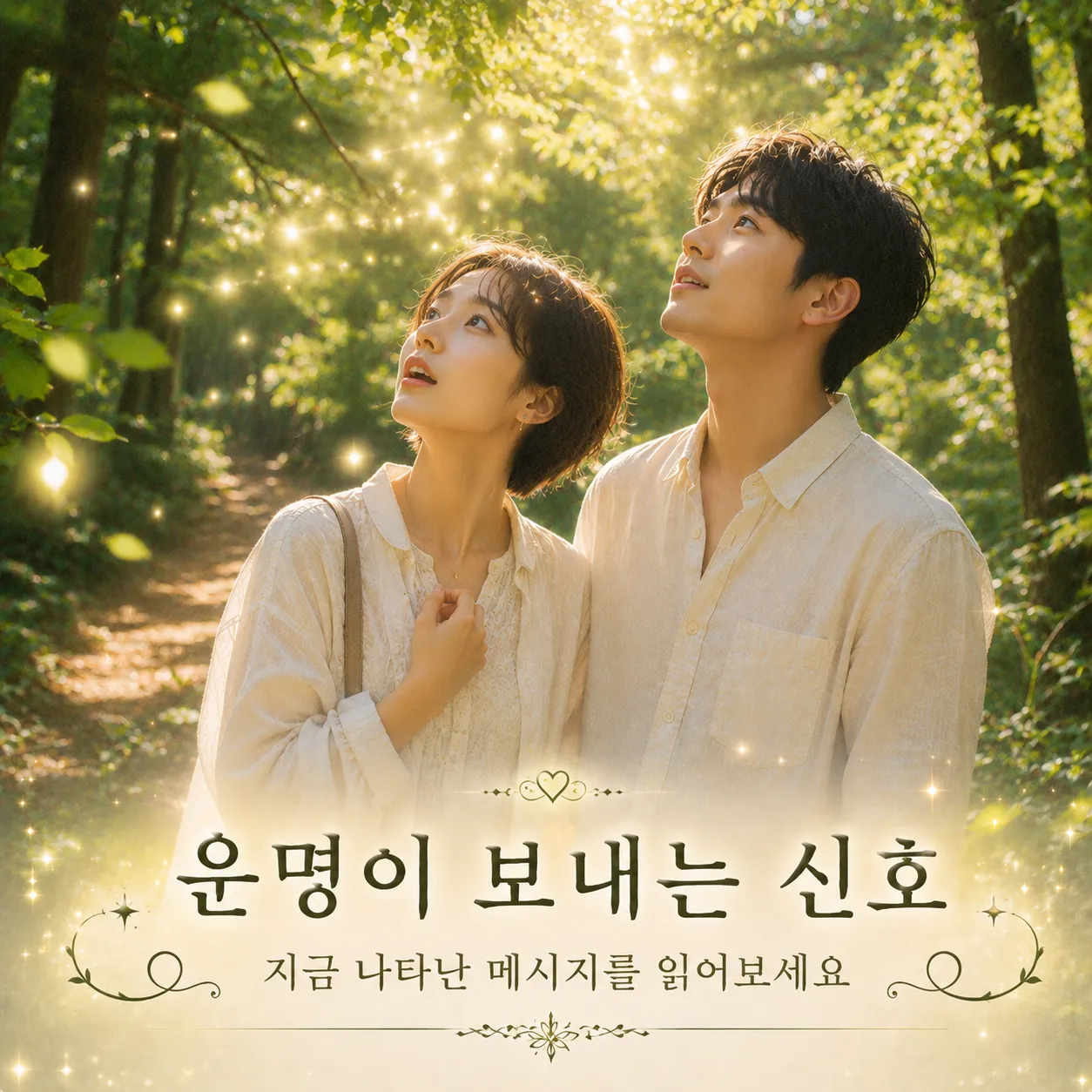 운명의 신호를 느끼는 듯한 신비로운 분위기의 인물 이미지