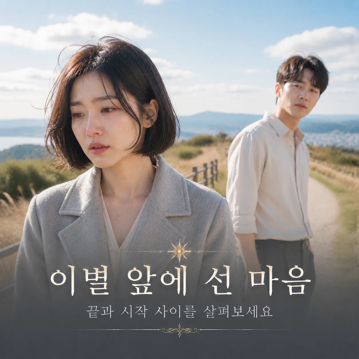 이별 앞에서 복잡한 감정을 느끼는 인물 이미지